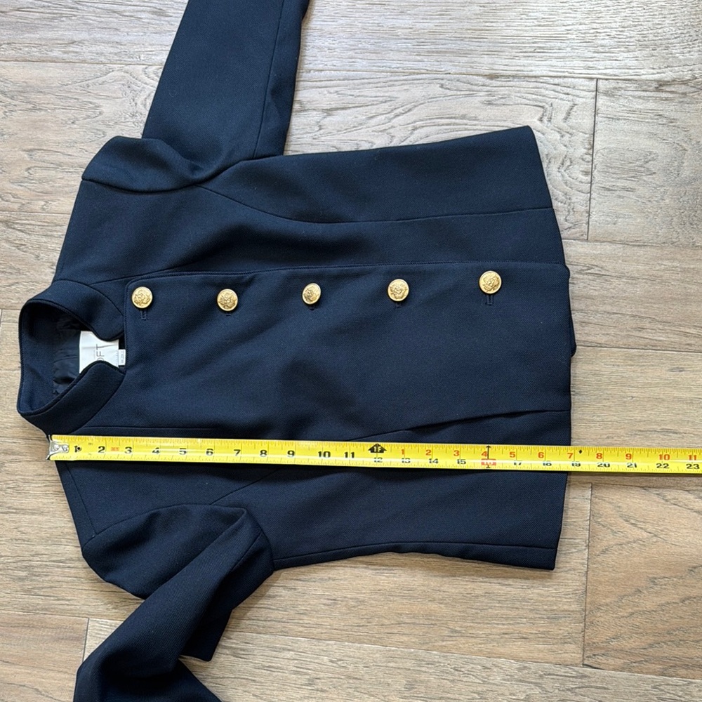 LOFT Navy Asymmetrical Military Structured Suit Jacket Size 00 - Picture 10 of 11